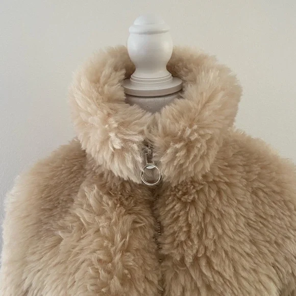 Topshop Jonas faux shearling zip fur coat borg Sherpa - Picture 5 of 14